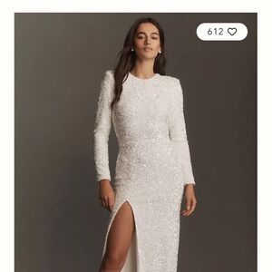 Stunning White Sequin Long Sleeve Dress